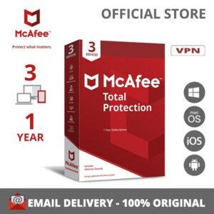McAfee Total Protection Antivirus Software 3 Devices, 1 Year License include VPN